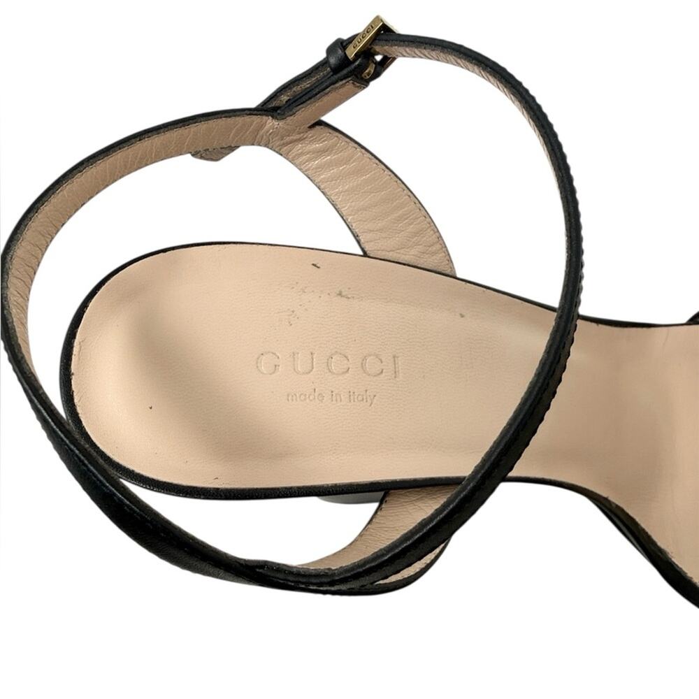 Gucci Marmont Sandals Black Leather Interlocking GG Size 40.5 - Picture 7 of 10